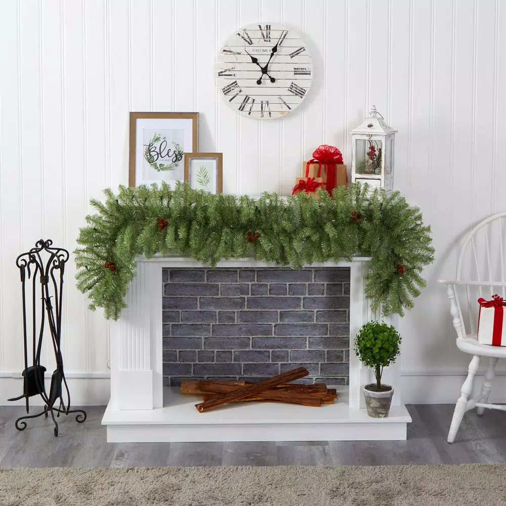 Christmas Greenery Nearly Natural 6 Ft. Pre-Lit Christmas Pine Artificial Garland With 50 Warm White LED Lights And Pine Cones 4 Christmas Greenery Nearly Natural 6 Ft. Pre-Lit Christmas Pine Artificial Garland With 50 Warm White LED Lights And Pine Cones - Image 4