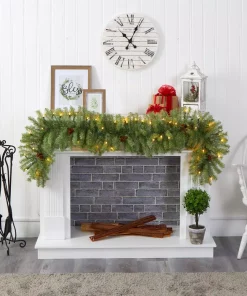 Christmas Greenery Nearly Natural 6 Ft. Pre-Lit Christmas Pine Artificial Garland With 50 Warm White LED Lights And Pine Cones 9 Christmas Greenery Nearly Natural 6 Ft. Pre-Lit Christmas Pine Artificial Garland With 50 Warm White LED Lights And Pine Cones -Christmas Tree Decorations Shop nearly natural christmas garland 4465 31 1000