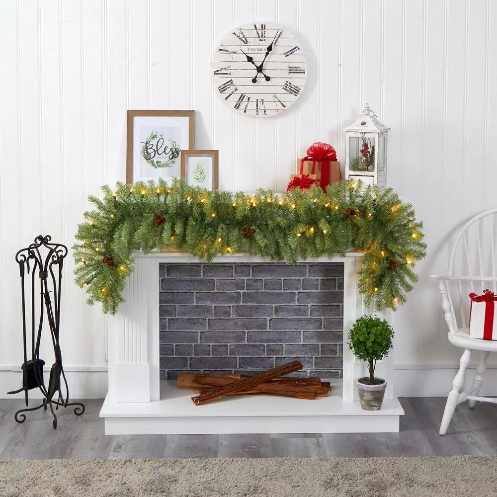 Christmas Greenery Nearly Natural 6 Ft. Pre-Lit Christmas Pine Artificial Garland With 50 Warm White LED Lights And Pine Cones 5 Christmas Greenery Nearly Natural 6 Ft. Pre-Lit Christmas Pine Artificial Garland With 50 Warm White LED Lights And Pine Cones - Image 5