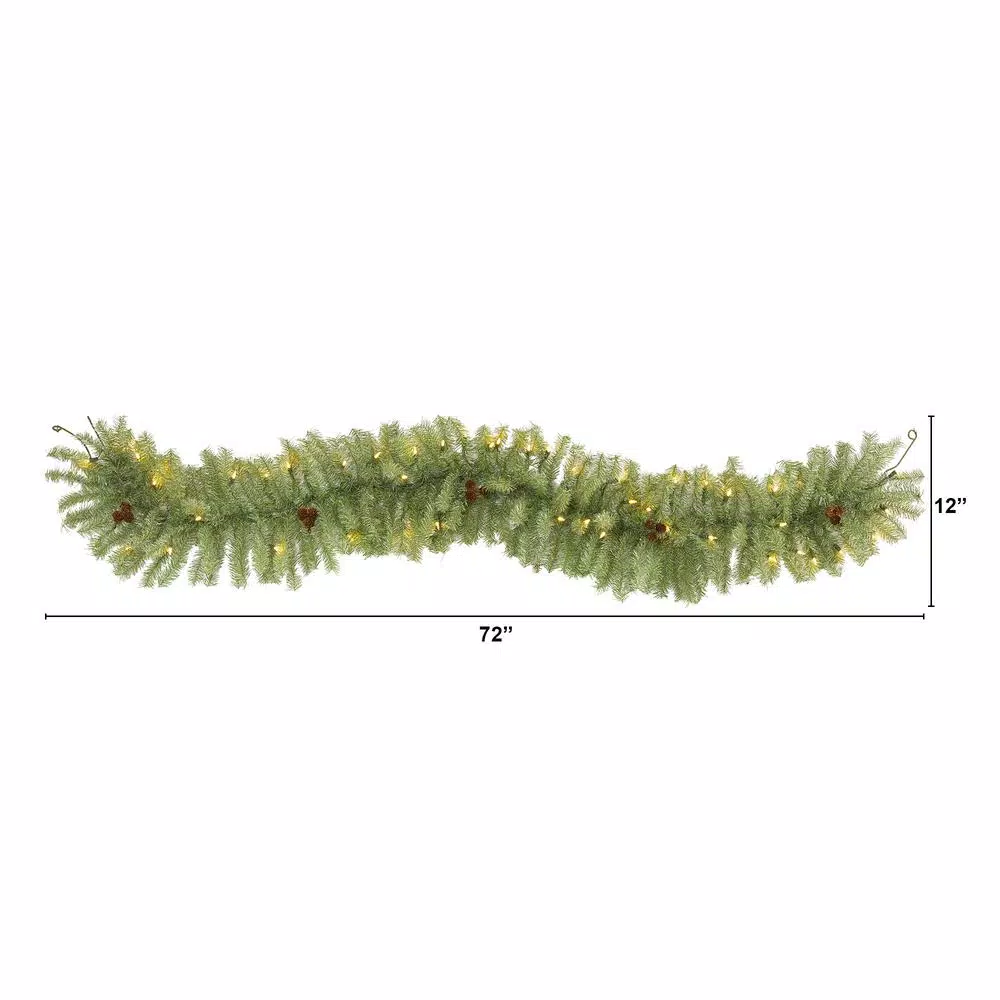 Christmas Greenery Nearly Natural 6 Ft. Pre-Lit Christmas Pine Artificial Garland With 50 Warm White LED Lights And Pine Cones 2 Christmas Greenery Nearly Natural 6 Ft. Pre-Lit Christmas Pine Artificial Garland With 50 Warm White LED Lights And Pine Cones - Image 2