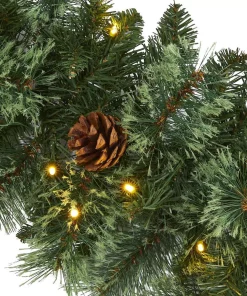 Christmas Greenery Nearly Natural 6 Ft. Battery Operated Pre-lit White Mountain Pine Artificial Garland With 35 White Warm LED Lights And Pinecones -Christmas Tree Decorations Shop nearly natural christmas garland w1101 4f 1000