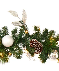 Christmas Greenery Nearly Natural 9 Ft. Battery Operated Pre-lit Ornament And Pinecone Artificial Christmas Garland With 50 Clear LED Lights -Christmas Tree Decorations Shop nearly natural christmas garland w1106 1f 1000