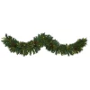 Christmas Greenery Nearly Natural 6 Ft. Battery Operated Pre-lit Mixed Pine Artificial Christmas Garland With 35 Clear LED Lights, Berries And Pinecones
