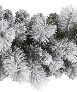 Christmas Greenery Nearly Natural 9 Ft. Unlit Flocked Christmas Artificial Garland -Christmas Tree Decorations Shop nearly natural christmas garland w1125 4f 1000