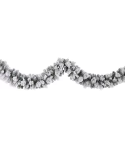 Christmas Greenery Nearly Natural 9 Ft. Unlit Flocked Christmas Artificial Garland