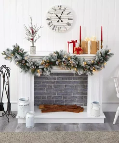 Christmas Greenery Nearly Natural 6 Ft. Battery Operated Pre-lit Flocked Mixed Pine Artificial Christmas Garland With 50 LED Lights, Pine Cones, Berries 7 Christmas Greenery Nearly Natural 6 Ft. Battery Operated Pre-lit Flocked Mixed Pine Artificial Christmas Garland With 50 LED Lights, Pine Cones, Berries -Christmas Tree Decorations Shop nearly natural christmas garland w1130 31 1000