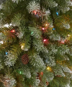 Christmas Greenery Nearly Natural 5 Ft. Pre-Lit Giant Flocked Artificial Christmas Wreath With 280 Multi-Colored Lights And Pine Cones -Christmas Tree Decorations Shop nearly natural christmas wreaths 4449 4f 1000