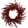 Christmas Greenery Nearly Natural 28 In. Cypress Artificial Wreath With Berries And Pine Cones