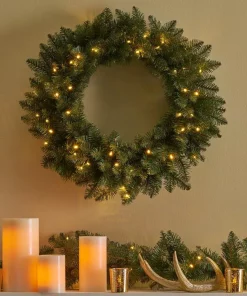 Christmas Greenery Noble House 24 In. Battery Operated Pre-Lit LED Artificial Christmas Wreath 7 Christmas Greenery Noble House 24 In. Battery Operated Pre-Lit LED Artificial Christmas Wreath -Christmas Tree Decorations Shop noble house christmas wreaths 54824 1f 1000