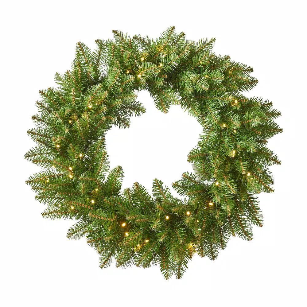 Christmas Greenery Noble House 24 In. Battery Operated Pre-Lit LED Artificial Christmas Wreath 1 Christmas Greenery Noble House 24 In. Battery Operated Pre-Lit LED Artificial Christmas Wreath