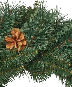 Christmas Greenery Noble House 24 In. Green Battery Operated Pre-Lit Warm White LED Mixed Pine Artificial Christmas Wreath With Pine Cones -Christmas Tree Decorations Shop noble house christmas wreaths 83579 4f 1000