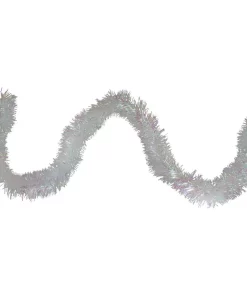 Christmas Greenery Northlight 50 Ft. 6-Ply Unlit Festive Shiny White Iridescent Christmas Tinsel Garland