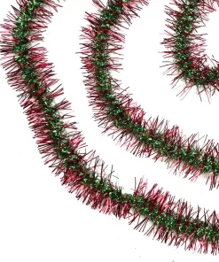 Christmas Greenery Northlight 50 Ft. Unlit Shiny Red And Green Spiral Center Christmas Tinsel Garland