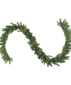 Christmas Greenery Northlight 9 Ft. X 12 In. Pre-Lit Canadian Pine Artificial Christmas Garland With Clear Lights