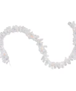 Christmas Greenery Northlight 9 Ft. X 8 In. Pre-Lit Snow White Artificial Christmas Garland With Clear Lights