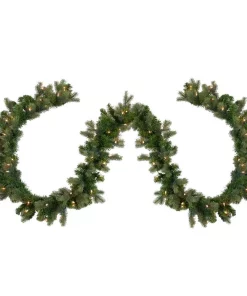 Christmas Greenery Northlight 108 In. Pre-Lit Savannah Spruce Artificial Christmas Garland With Clear Lights