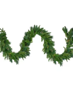 Christmas Greenery Northlight 9 In. X 14 In. Pre-Lit Mixed Colorado Pine Artificial Christmas Garland, Clear Lights