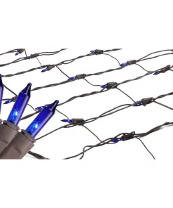 Northlight 2 Ft. X 8 Ft. Blue Mini Net Style Tree Trunk Wrap Christmas Lights With Brown Wire