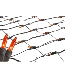 Northlight 2 Ft. X 8 Ft. Orange Mini Net Style Tree Trunk Wrap Christmas Lights With Brown Wire
