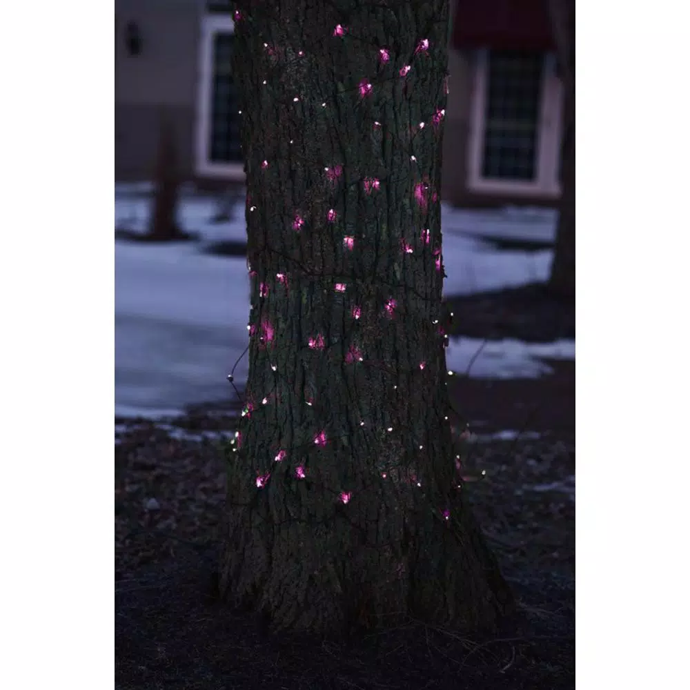 Northlight 2 Ft. X 8 Ft. Pink Mini Net Style Tree Trunk Wrap Christmas Lights With Brown Wire 3 Northlight 2 Ft. X 8 Ft. Pink Mini Net Style Tree Trunk Wrap Christmas Lights With Brown Wire - Image 3