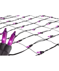 Northlight 2 Ft. X 8 Ft. Purple Mini Net Style Tree Trunk Wrap Christmas Lights With Brown Wire