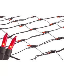 Northlight 2 Ft. X 8 Ft. Red Mini Net Style Tree Trunk Wrap Christmas Lights With Brown Wire