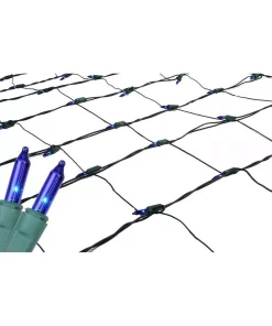 Northlight 4 Ft. X 6 Ft. Blue Mini Net Style Christmas Lights With Green Wire