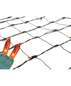Northlight 4 Ft. X 6 Ft. Orange Mini Net Style Christmas Lights With Green Wire