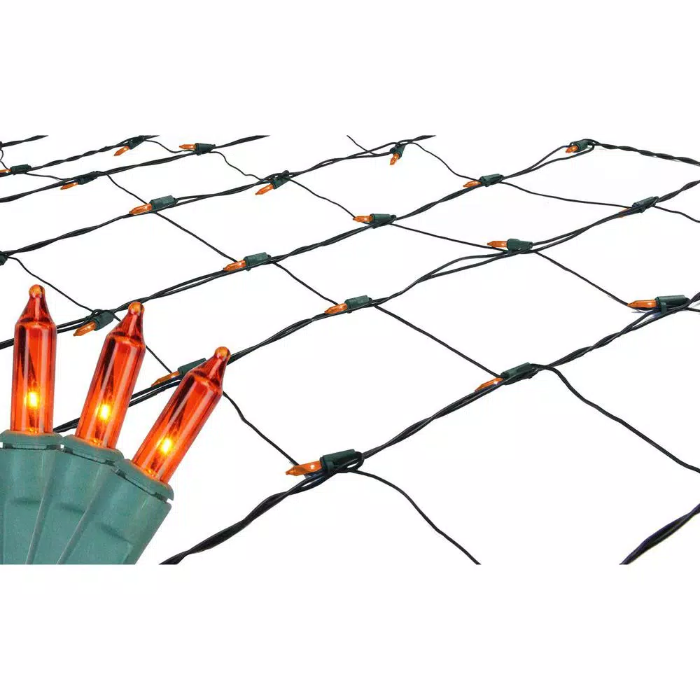 Northlight 4 Ft. X 6 Ft. Orange Mini Net Style Christmas Lights With Green Wire 1 Northlight 4 Ft. X 6 Ft. Orange Mini Net Style Christmas Lights With Green Wire