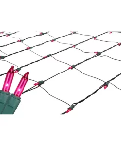 Northlight 4 Ft. X 6 Ft. Pink Mini Net Style Christmas Lights With Green Wire