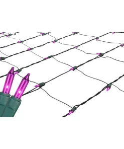 Northlight 4 Ft. X 6 Ft. Purple Mini Net Style Christmas Lights With Green Wire