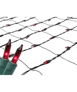 Northlight 4 Ft. X 6 Ft. Red Mini Net Style Christmas Lights With Green Wire