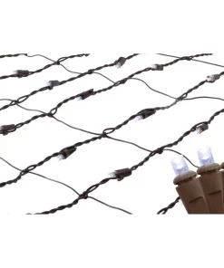 Northlight 2 Ft. X 8 Ft. Pure White LED Net Style Tree Trunk Wrap Christmas Lights With Brown Wire