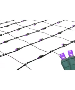 Northlight 4 Ft. X 6 Ft. Purple LED Net Style Christmas Lights With Green Wire