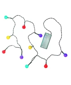 Northlight 10-Light LED Multi-Color Battery Operated Faceted Berry Christmas Lights With Green Wire
