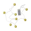 Northlight 8 Battery Operated Gold LED Jingle Bell With Star Cut-Outs Christmas Lights – Clear Wire