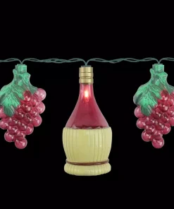 Christmas Lights Northlight 7.5 Ft. 10-Light Clear Grape And Wine Bottle Outdoor Patio Incandescent Mini Lights With Green Wire Bulbs