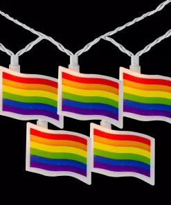 Christmas Lights Northlight 7.5 Ft. 10-Light Clear Pride Flag Novelty Incandescent String Lights With White Wire