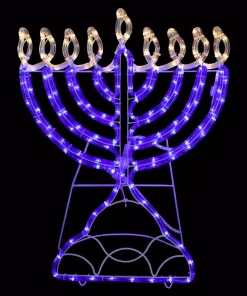 Christmas Lights Northlight 23 In. Warm White LED Rope 156-Light Menorah Commercial Hanukkah Decoration