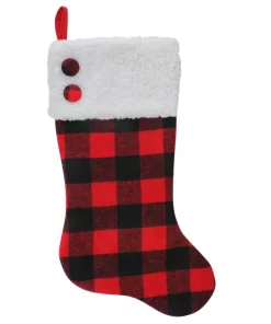 Indoor Christmas Decorations Northlight 23 In. Black And Red Polyester Rustic Buffalo Plaid Christmas Stocking