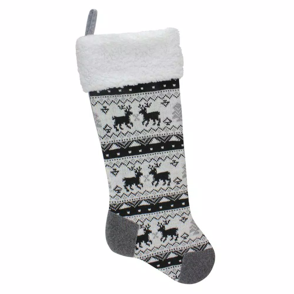 Indoor Christmas Decorations Northlight 23.25 In. Black Gray And White Polyester Rustic Lodge Knit Christmas Stocking With Sherpa Cuff 1 Indoor Christmas Decorations Northlight 23.25 In. Black Gray And White Polyester Rustic Lodge Knit Christmas Stocking With Sherpa Cuff