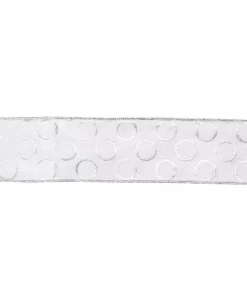 Christmas Tree Decorations Northlight 2.5 In. X 16 Yds. Snowy White And Metallic Silver Circle Wired Craft Ribbon