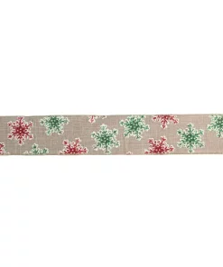 Christmas Tree Decorations Northlight 2.5 In. X 16 Yds. Red And Green Glitter Snowflake Burlap Wired Craft Ribbon