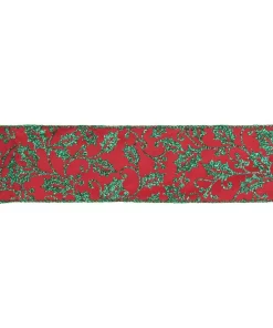 Christmas Tree Decorations Northlight 2.5 In. X 16 Yds. Sparkly Red And Green Holly Wired Craft Ribbon