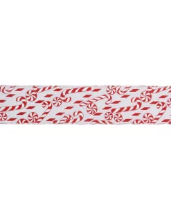 Christmas Tree Decorations Northlight 2.5 In. X 16 Yds. White And Red Candy Cane Wired Craft Ribbon