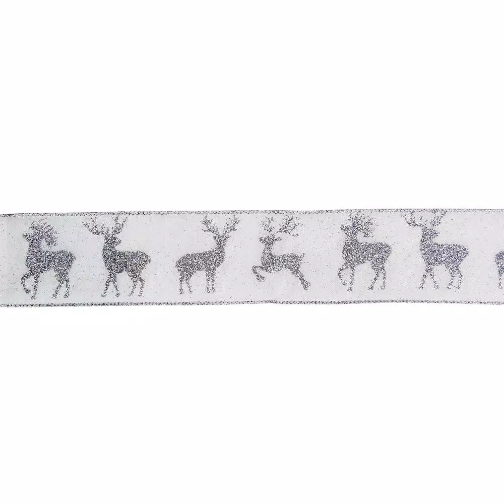 Christmas Tree Decorations Northlight 2.5 In. X 16 Yds. White And Silver Glitter Deer Wired Craft Ribbon 1 Christmas Tree Decorations Northlight 2.5 In. X 16 Yds. White And Silver Glitter Deer Wired Craft Ribbon
