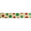Christmas Tree Decorations Northlight 2.5 In. X 16 Yds. Red And Green Glitter Polka Dots On Metallic Gold Wired Ribbon