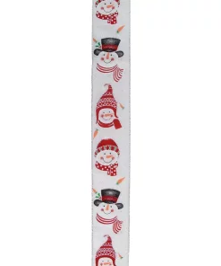 Christmas Tree Decorations Northlight 2.5 In. X 16 Yds. White And Red Winter Snowman Wired Craft Ribbon