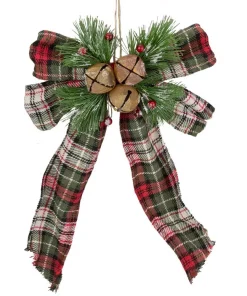 Christmas Tree Decorations Northlight 10 In. H X 7 In. W Red Green And Beige Plaid Bow Hanging Christmas Decoration