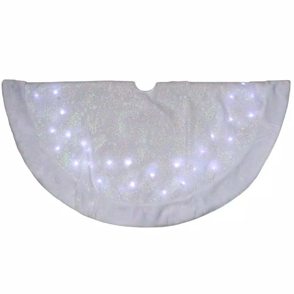 Christmas Tree Decorations Northlight 48 In. LED White Iridescent Snowflake Christmas Tree Skirt With Faux Fur Trim 1 Christmas Tree Decorations Northlight 48 In. LED White Iridescent Snowflake Christmas Tree Skirt With Faux Fur Trim